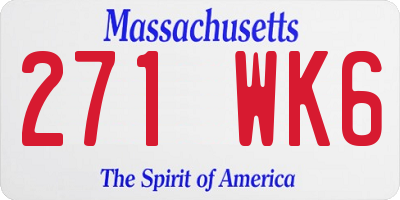MA license plate 271WK6