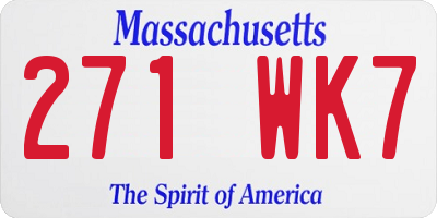 MA license plate 271WK7
