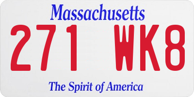 MA license plate 271WK8