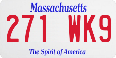 MA license plate 271WK9