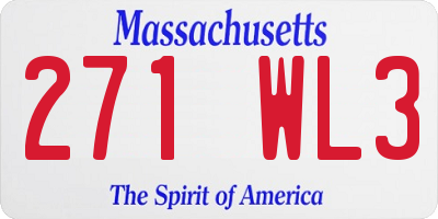 MA license plate 271WL3