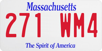 MA license plate 271WM4