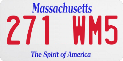 MA license plate 271WM5