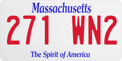 MA license plate 271WN2