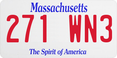 MA license plate 271WN3