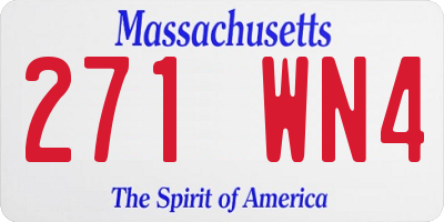 MA license plate 271WN4