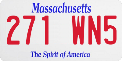 MA license plate 271WN5