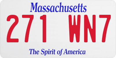 MA license plate 271WN7