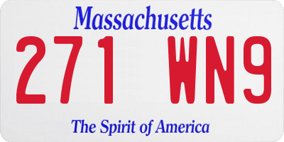 MA license plate 271WN9