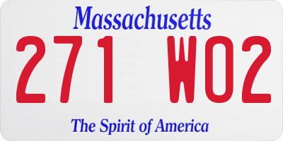 MA license plate 271WO2