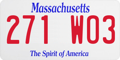 MA license plate 271WO3