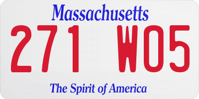 MA license plate 271WO5