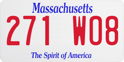 MA license plate 271WO8