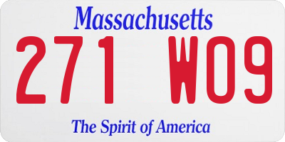 MA license plate 271WO9