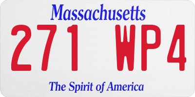 MA license plate 271WP4