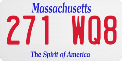 MA license plate 271WQ8