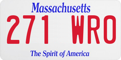 MA license plate 271WR0