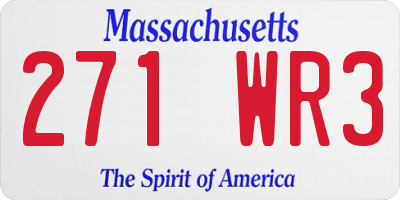 MA license plate 271WR3