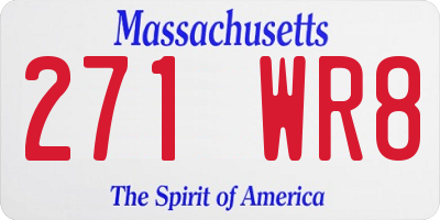 MA license plate 271WR8