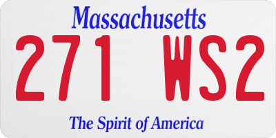 MA license plate 271WS2