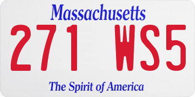 MA license plate 271WS5