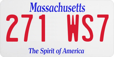 MA license plate 271WS7