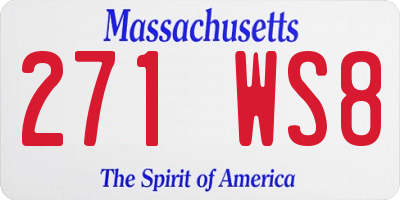 MA license plate 271WS8