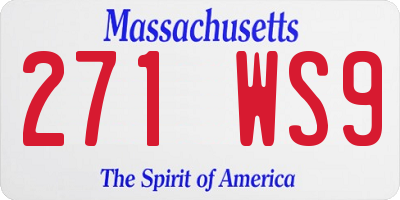 MA license plate 271WS9