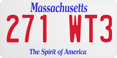 MA license plate 271WT3