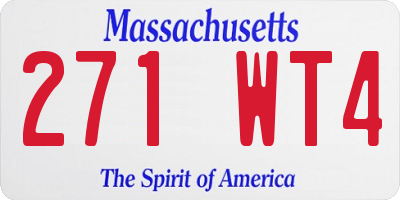 MA license plate 271WT4