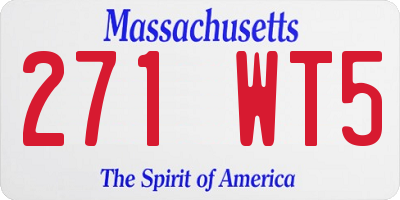 MA license plate 271WT5