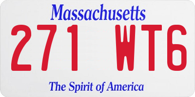 MA license plate 271WT6