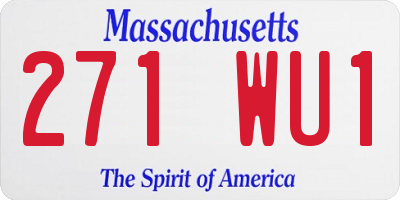 MA license plate 271WU1
