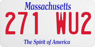 MA license plate 271WU2