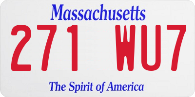 MA license plate 271WU7