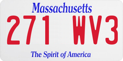 MA license plate 271WV3