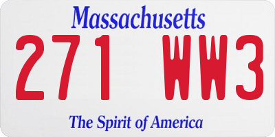 MA license plate 271WW3