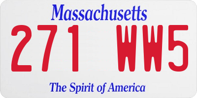 MA license plate 271WW5