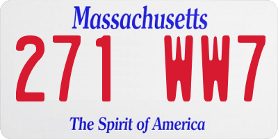 MA license plate 271WW7