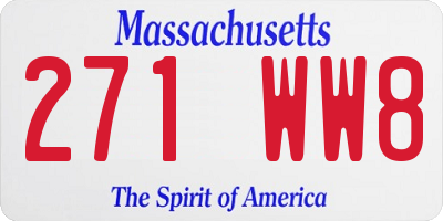 MA license plate 271WW8