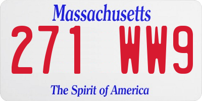 MA license plate 271WW9