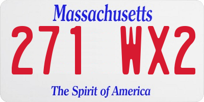 MA license plate 271WX2