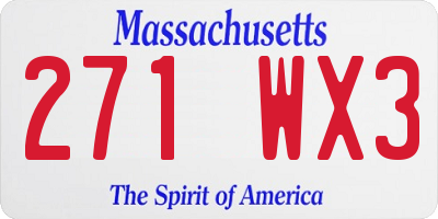 MA license plate 271WX3