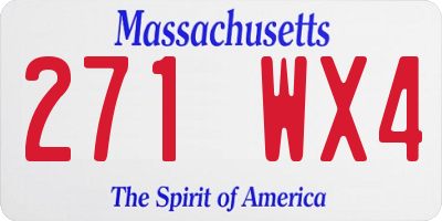 MA license plate 271WX4