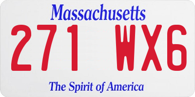 MA license plate 271WX6