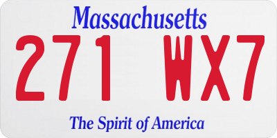 MA license plate 271WX7