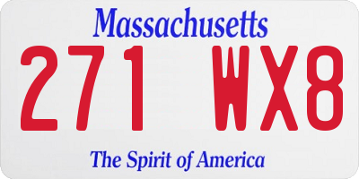 MA license plate 271WX8