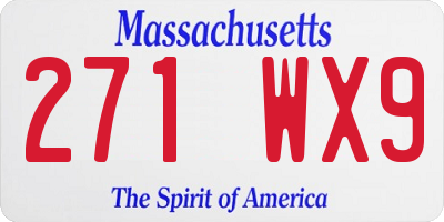 MA license plate 271WX9
