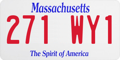 MA license plate 271WY1