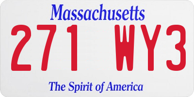 MA license plate 271WY3